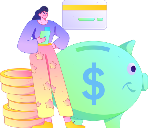 Femme payant une facture de carte de crédit  Illustration