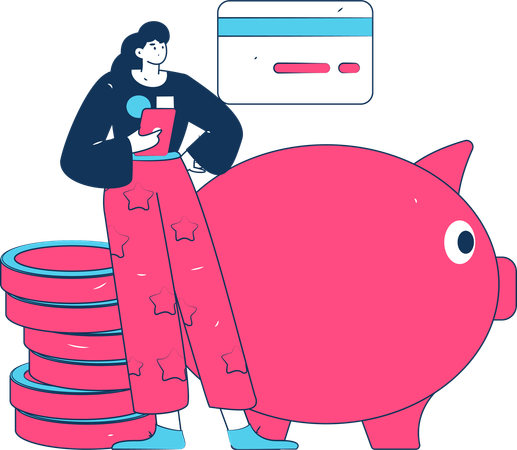 Femme payant une facture de carte de crédit  Illustration