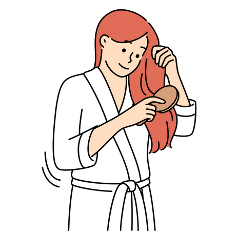 Femme peignant les cheveux après le bain  Illustration