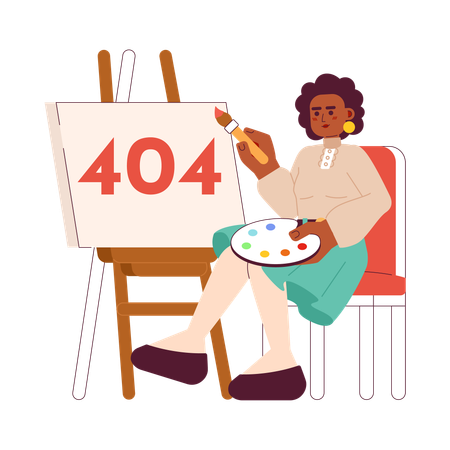 Femme peignant un message flash d'erreur 404  Illustration