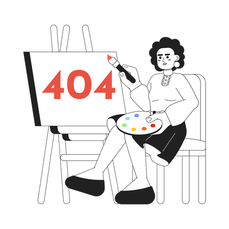 Femme peignant un message flash d'erreur 404  Illustration