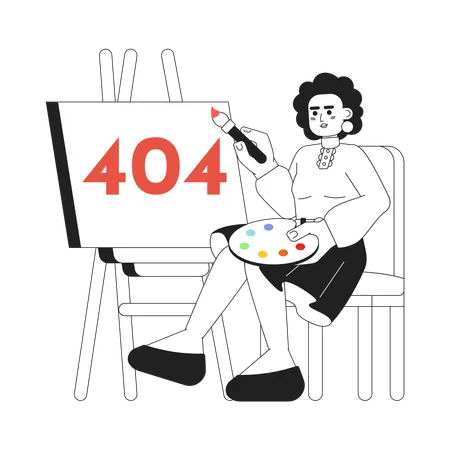 Femme peignant un message flash d'erreur 404  Illustration