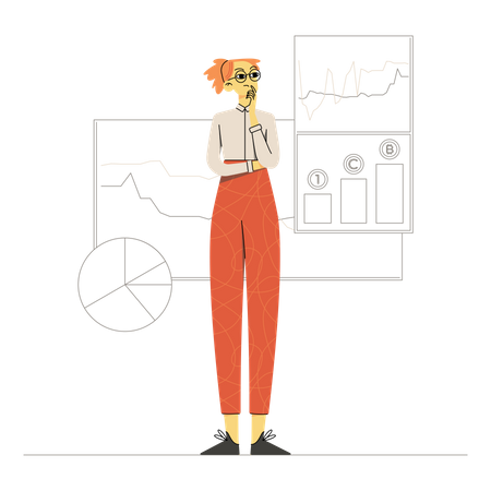 Femme pensant à l'investissement  Illustration