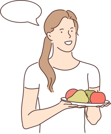 Femme pensant aux fruits  Illustration