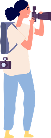 Femme photographe prenant une photo  Illustration