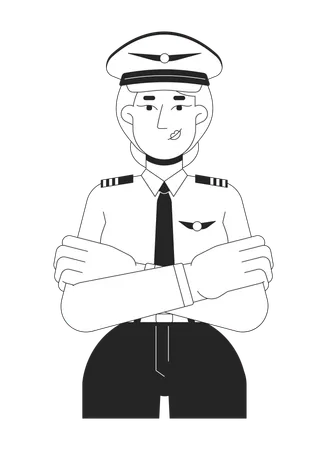 Femme pilote debout en uniforme  Illustration