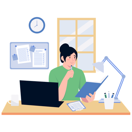 Femme planifiant ses tâches quotidiennes  Illustration