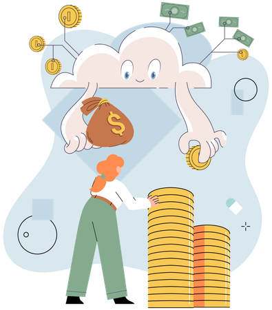 Une femme planifie un investissement financier réussi  Illustration