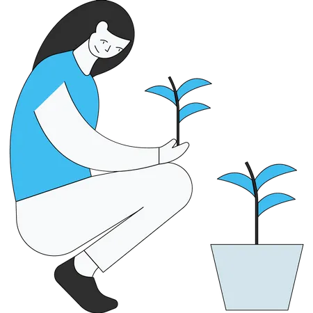 Femme plantant un arbre  Illustration