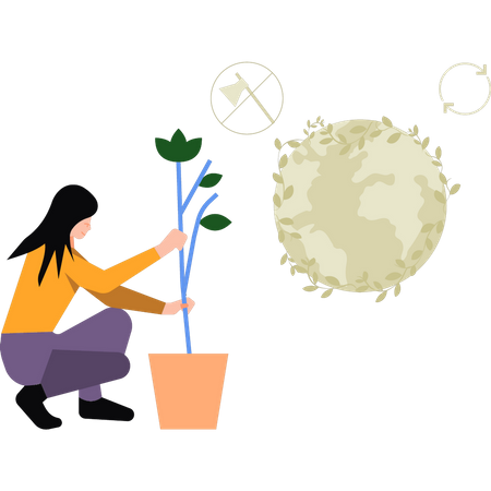 Femme plantant  Illustration