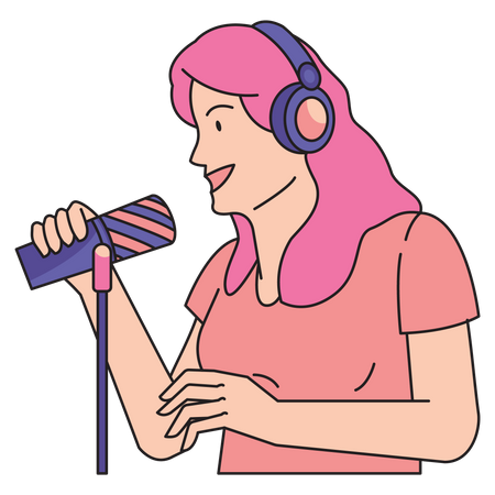 Podcaster féminin parlant  Illustration