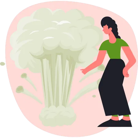 Femme pointant une explosion  Illustration