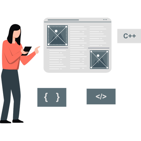 Femme montrant un programme informatique  Illustration