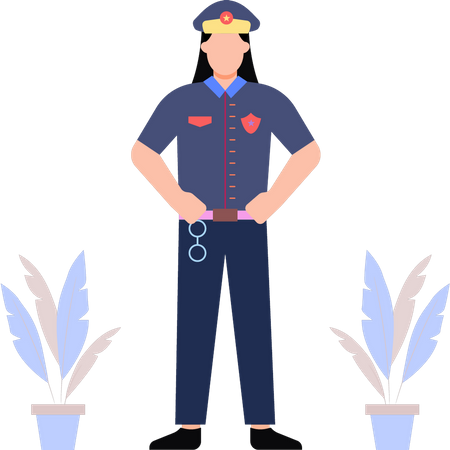 Femme policière debout  Illustration