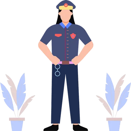 Femme policière debout  Illustration