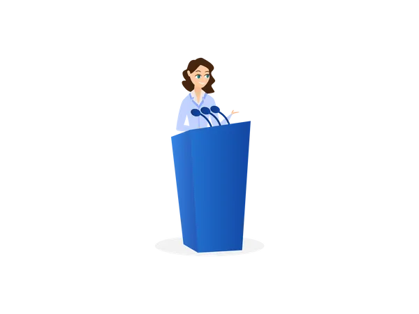 Femme politique faisant un débat électoral  Illustration