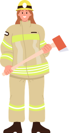 Femme pompier  Illustration