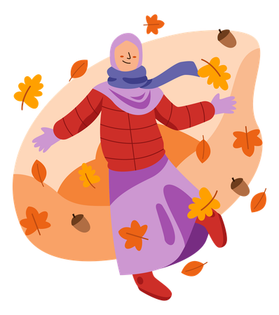 Femme portant des vêtements d'automne  Illustration