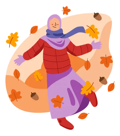 Femme portant des vêtements d'automne  Illustration