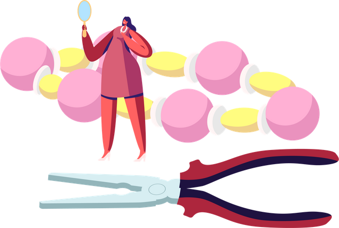 Femme portant un collier fait main  Illustration