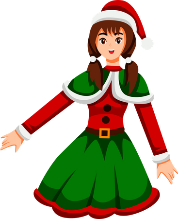 Femme portant un costume de Noël  Illustration