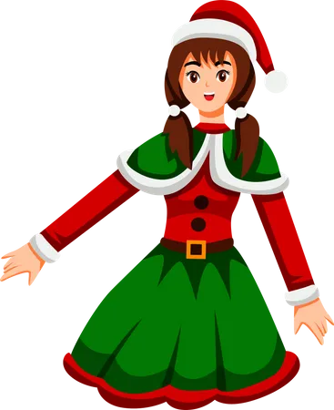 Femme portant un costume de Noël  Illustration