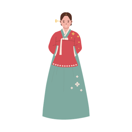 Femme portant un costume traditionnel coréen  Illustration