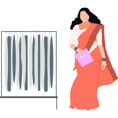 Femme portant une robe indienne  Illustration