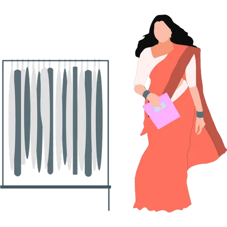 Femme portant une robe indienne  Illustration