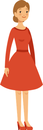 Femme portant une robe rouge  Illustration