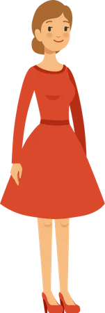 Femme portant une robe rouge  Illustration