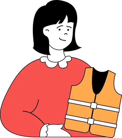 La femme porte un gilet de sauvetage  Illustration