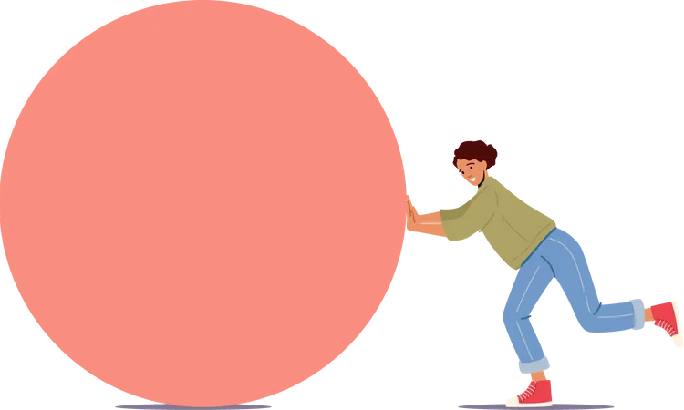 Femme poussant le ballon  Illustration