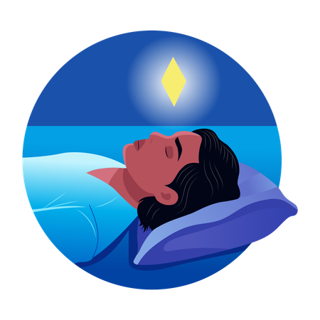 Femme pratiquant la méditation pendant son sommeil  Illustration