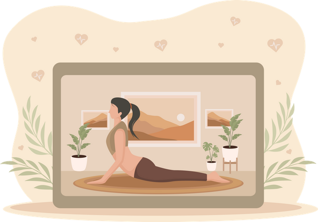 Femme pratiquant le yoga  Illustration