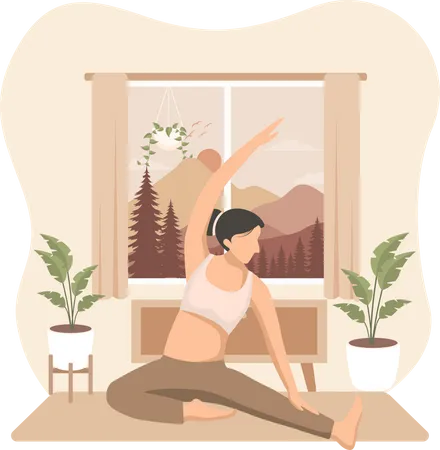 Femme pratiquant le yoga  Illustration