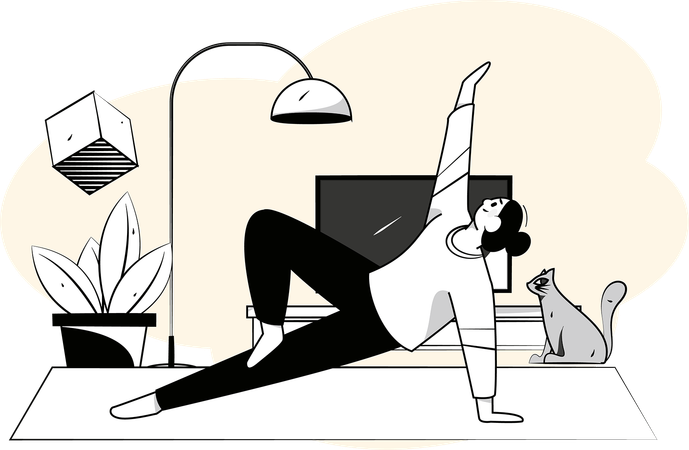 Une femme pratique un entraînement physique  Illustration