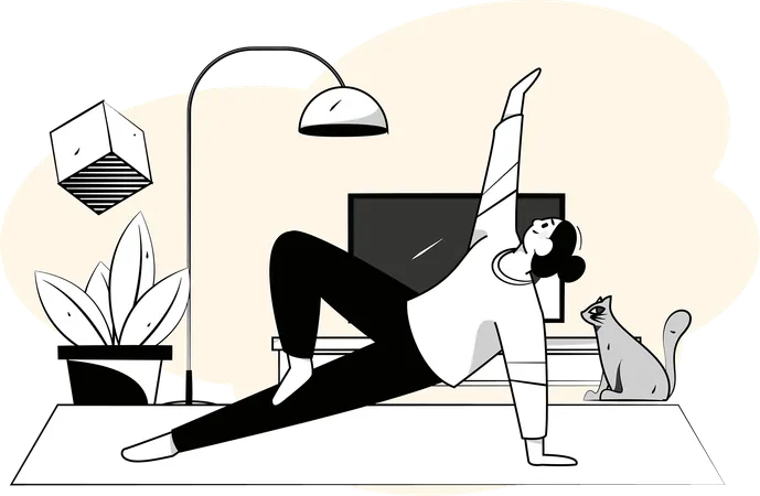 Une femme pratique un entraînement physique  Illustration