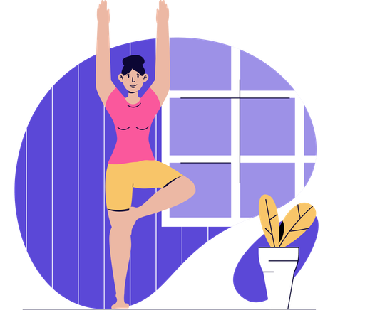 Une femme pratique quotidiennement des exercices de yoga  Illustration