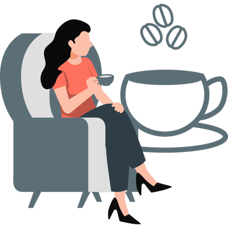 Femme prenant du café  Illustration