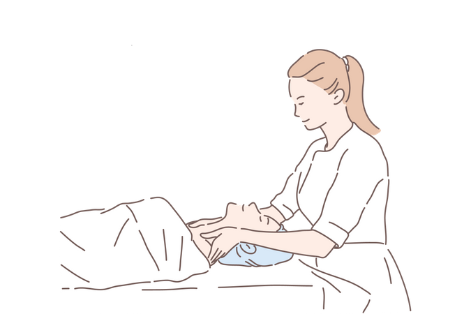 Femme prenant un massage du cou  Illustration