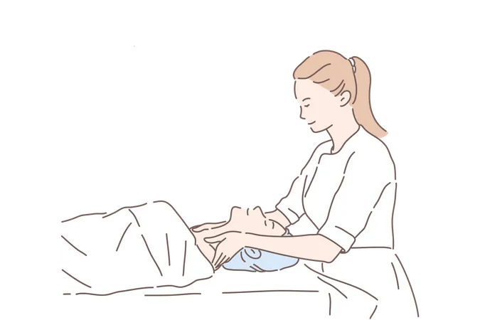 Femme prenant un massage du cou  Illustration