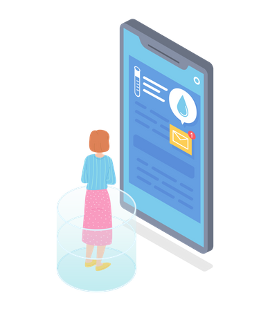 Femme prenant rendez-vous chez le médecin en ligne à l'aide d'un smartphone  Illustration