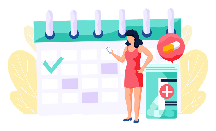 Femme prenant rendez-vous chez le médecin en ligne  Illustration