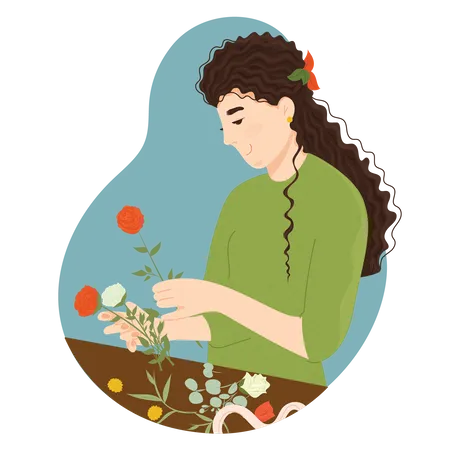 Femme prenant soin des plantes  Illustration