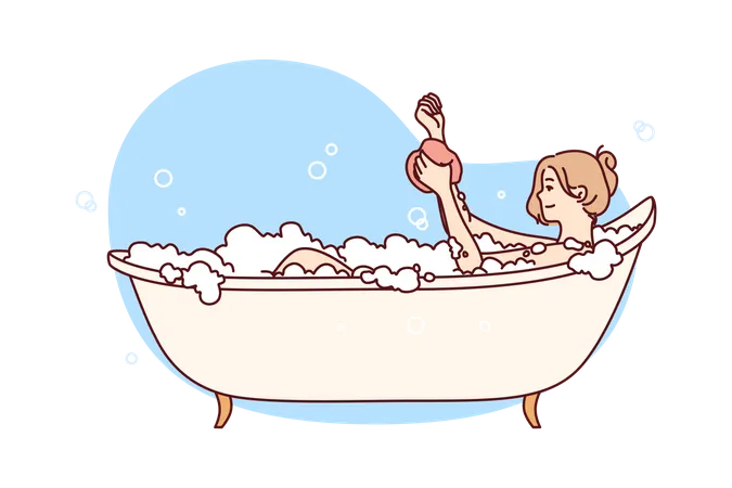 Femme prenant un bain  Illustration