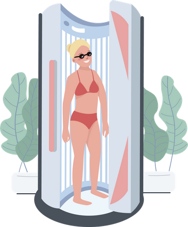 Femme prenant un bain de soleil  Illustration