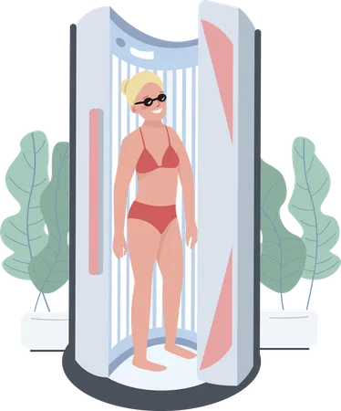 Femme prenant un bain de soleil  Illustration