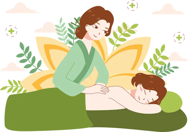 Femme prenant un massage  Illustration