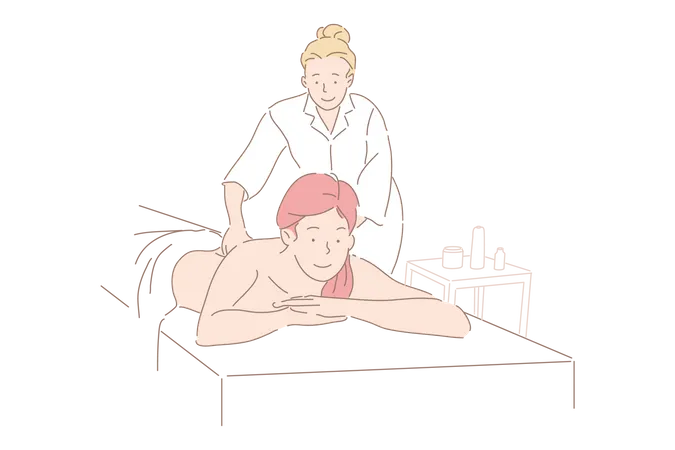 Femme prenant un massage au spa  Illustration